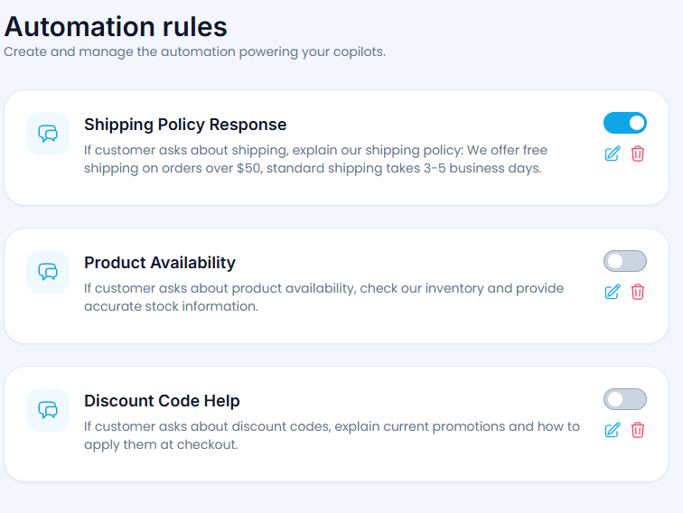 Automation rules screenshot